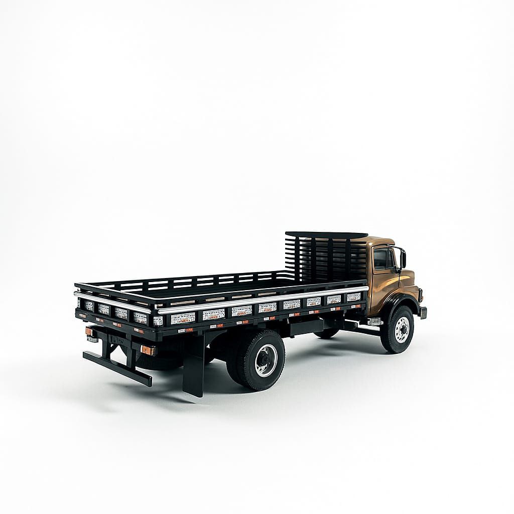 Miniatura Caminhão Mercedes-Benz L-1113 Carroceria Aberta Marrom Metálico - Escala 1/24