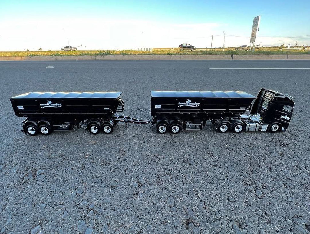 Miniatura Volvo FH com Rodocarreta Randon + Dolly Rebaixado - Escala 1/24